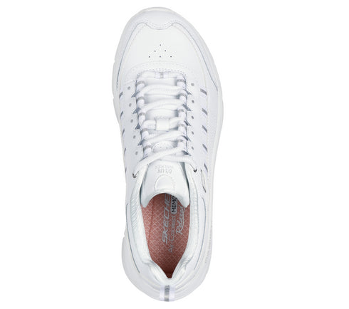 Pantofi sport, dama, SKECHERS D'LUX WALKER GOLDEN STEP 150106-WSL alb, piele ecologica